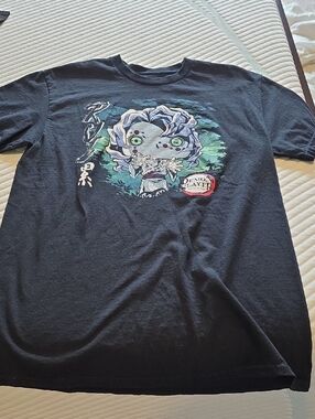 Funko Black Tee with Teal, Lavender & White Demon Slayer Graphic